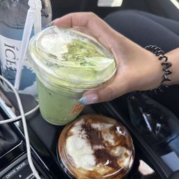 Matcha and E latte