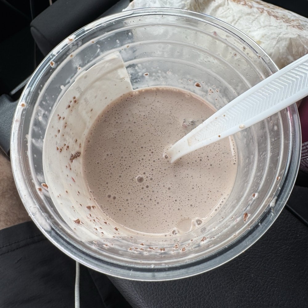 Strawberry Milkshake with Chocolate Brownie Bites
