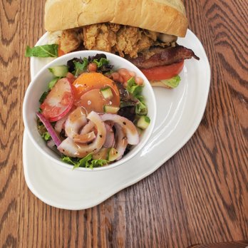 Saltine - Oyster Poboy with house salad. - Seafood Near Me - Norfolk, Virginia Saltine - Oyster Poboy with house salad. - Seafood Near Me - Norfolk, Virginia