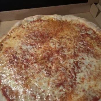 Pizza Pizzazz - Cheese pizza - A cheese pizza with melted cheese and tomato sauce in a cardboard pizza box, ready for serving or delivery. - Pizza Near Me - Danielson, Connecticut