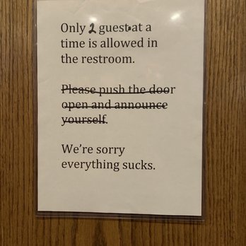 Grandview Theater & Drafthouse - Funny bathroom sign mid pandemic - Cinema Near Me - Grandview Heights, Ohio Grandview Theater & Drafthouse - Funny bathroom sign mid pandemic - Cinema Near Me - Grandview Heights, Ohio