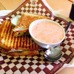 Miller Creek Cafe - 5 cheese toasty with creamy tomato soup.