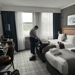 A full and a twin bed