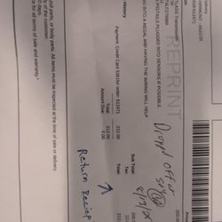 Jordan Auto Parts - return receipt signed for by counter person for dropoff return.