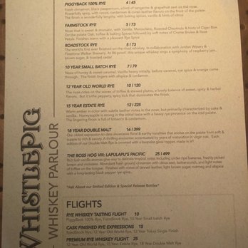 Whistle Pig Whiskey - Menu - Whiskey Bars Near Me - Quechee, Vermont
