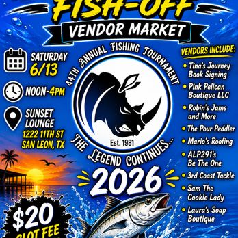 Sunset Lounge - NOSWAD FISH-OFF Vendor Market 6/13/26 noon-4pm - Bars Near Me - San Leon, Texas Sunset Lounge - NOSWAD FISH-OFF Vendor Market 6/13/26 noon-4pm - Bars Near Me - San Leon, Texas