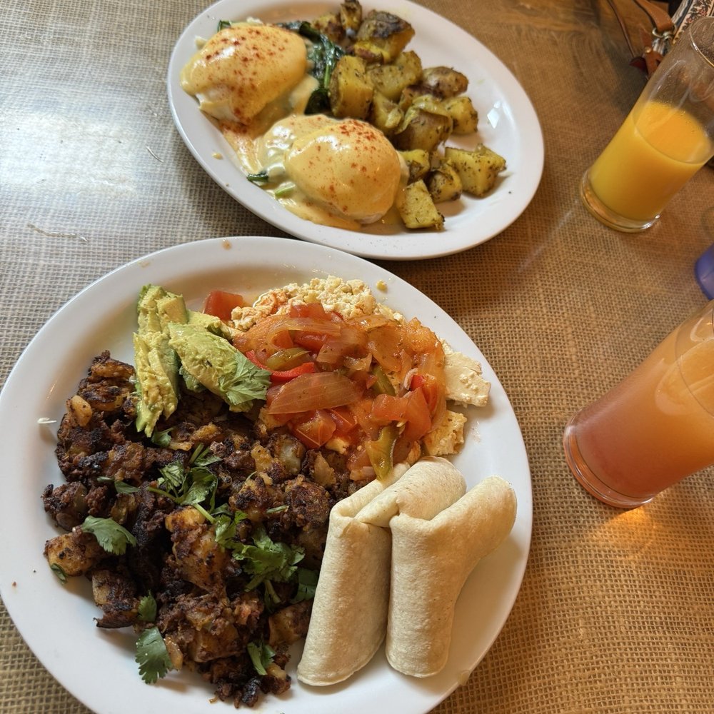 Crossroads Cafe - Vegan soy and hash brown scramble Eggs Benedict - Cafes Near Me - Joshua Tree, California Crossroads Cafe - Vegan soy and hash brown scramble Eggs Benedict - Cafes Near Me - Joshua Tree, California