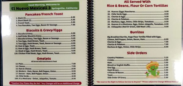 Menu photo 6 El Nuevo Mexicali III Springville, CA