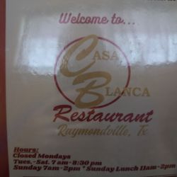 Casa Blanca Restaurant - Menu cover