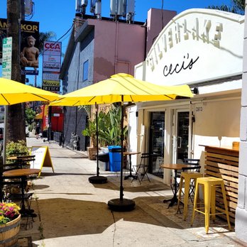 Ceci's Gastronomia - a sidewalk with tables and umbrellas - Italian Near Me - Los Angeles, California Ceci's Gastronomia - a sidewalk with tables and umbrellas - Italian Near Me - Los Angeles, California