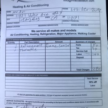 Fast Tech Heating & Air Conditioning - Invoice I got. Made in 4 minutes. - Heating & Air Conditioning/HVAC Near Me