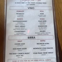Happy hour menu