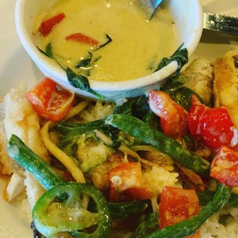 Pho 8 - Green curry catfish with sauce and veggies I dumped on top (from the bowl it comes served in).  Soooooo good!!! - Vietnamese Near Me - Cape Girardeau, Missouri