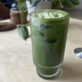 Cafe Gara - iced oat milk matcha latte with matcha foam - Coffee & Tea Near Me - Berkeley, California