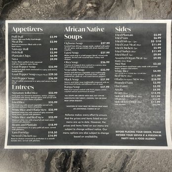 Pelloma Nigerian Cuisine - Menu - African Near Me - Dorchester, Massachusetts Pelloma Nigerian Cuisine - Menu - African Near Me - Dorchester, Massachusetts
