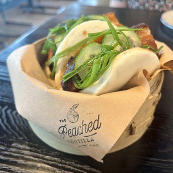 The Peached Tortilla - Pork Belly Buns (Brunch - Starter) - Asian Fusion Near Me - Cedar Park, Texas The Peached Tortilla - Pork Belly Buns (Brunch - Starter) - Asian Fusion Near Me - Cedar Park, Texas
