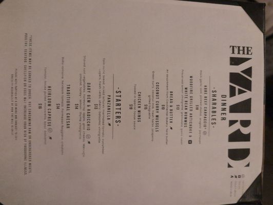 Menu photo 1 The Yard Birmingham, AL