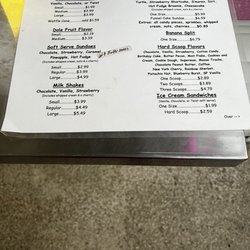 Johnny's Old Fashioned Ice Cream - Menu