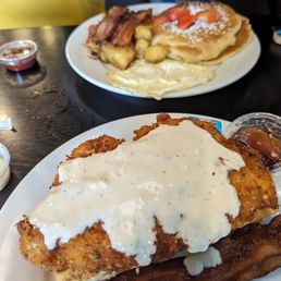 Chicken and waffles and pancake platter Chicken and waffles and pancake platter