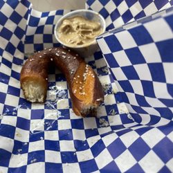 The Sauer Kraut Food Truck - Soft pretzel with mustard (mostly eaten: we were hungry!)