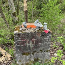 Glenbrook Ravine Park - Ornage manhole and stacked stones~