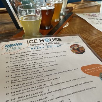 Ice House - List of brews and photo of flight. - Breweries Near Me - Colonial Beach, Virginia Ice House - List of brews and photo of flight. - Breweries Near Me - Colonial Beach, Virginia