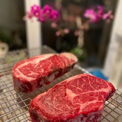 Point Butcher Shop - Rib eye in front, 28 day aged ribeye