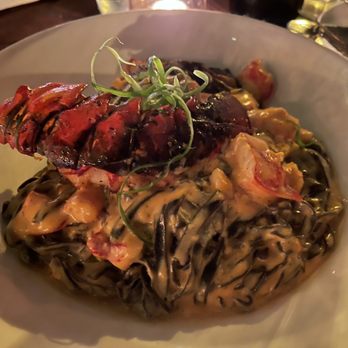 Siena Tavern - Squid Ink Pasta with Lobster - Italian Near Me - Chicago, Illinois Siena Tavern - Squid Ink Pasta with Lobster - Italian Near Me - Chicago, Illinois