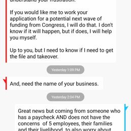 the text I got from a banker after expressing my aggravat ion and disappointment in how the small business covid19 professional right?