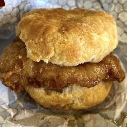 a biscuit sandwich on a wrapper