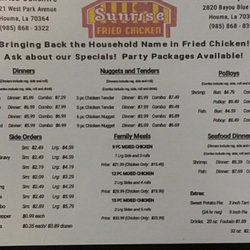 Sunrise Fried Chicken - SunRise home made gourmet always fresh fried chicken can really an edge off the day. I highly appreciate your business.