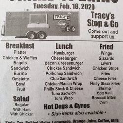 Tracy's Stop & Go - Opening day menu for Tracy's Stop & Go in Perry, FL