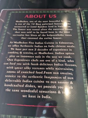 Menu photo 1 Madhuban Fine Indian Cuisine Edmonton, AB