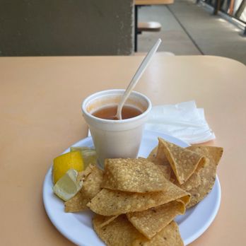 Mariscos la baja - Chips and soup - Seafood Near Me - San Marcos, California