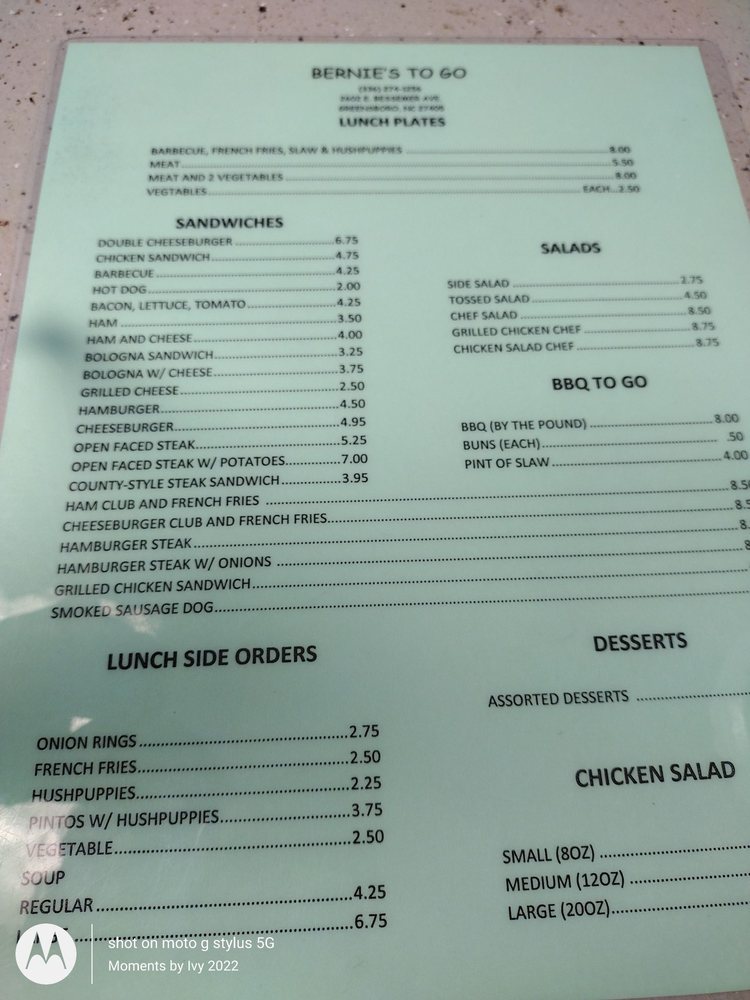 BERNIE’S BARBQUE Updated September 2024 12 Reviews 2602 E Bessemer Ave, Greensboro