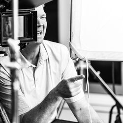 RaffertyWeiss Media - BrightFocus Foundation TV PSA campaign. Patrick Rafferty directing and laughing.