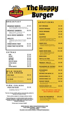 Menu photo 3 The Happy Burger Tampa, FL Menu photo 3 The Happy Burger Tampa, FL