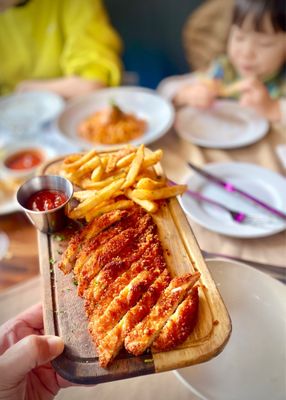 Photo of House of Meatballs - Los Angeles, CA, US. Chicken cutlet with fries (kids' meal)