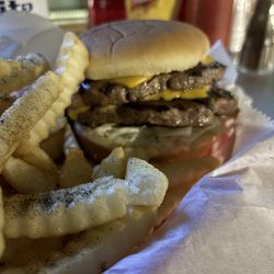 Gaslight Café - Double Cheeseburger and Fries (I peppered them prior to photo)