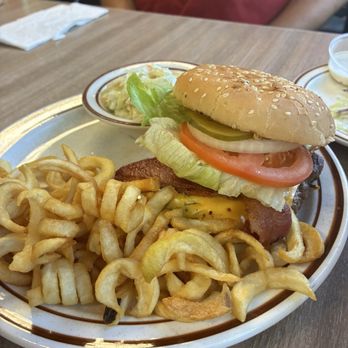 Peggy Sue's 50's Diner - The Buddy Holly bacon cheese Burger, coleslaw & fries - Pizza Near Me - Yermo, California Peggy Sue's 50's Diner - The Buddy Holly bacon cheese Burger, coleslaw & fries - Pizza Near Me - Yermo, California