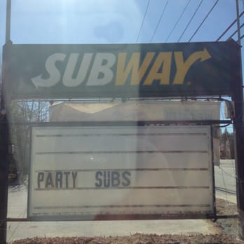 Subway - a sign for a party bus - Fast Food Near Me - Leicester, Massachusetts