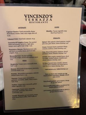 Menu photo 4 Vincenzo's Terrazza San Dimas, CA