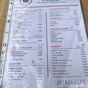 Grenouilles - Menu - Sandwiches Near Me - Paris, 75 Grenouilles - Menu - Sandwiches Near Me - Paris, 75