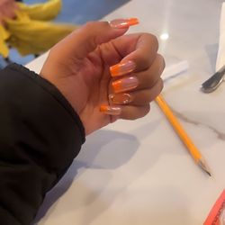 A Plus Nails and Spa - Full set acrylic nails with gel polish and chrome