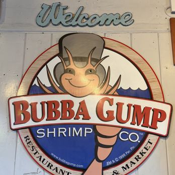 Bubba Gump Shrimp - Bubba Gump logo sign in the entrance - Seafood Near Me - Long Beach, California