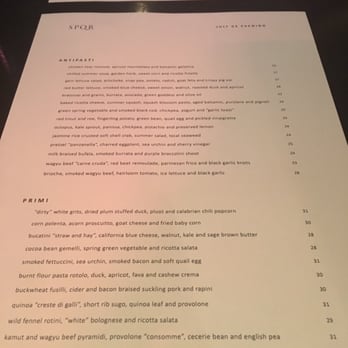 SPQR - Menu - Italian Near Me - San Francisco, California
