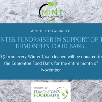 Mint Dry Cleaning Co. - Thank you to our amazing customers for helping us raise $1000 for the Edmonton Food Bank!! - Dry Cleaning Near Me - Edmonton, Alberta