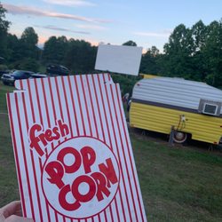 Tiger Drive In Theatre - Popcorn. Vintage camper and a drive in movie. Yes.