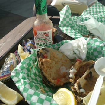 Tognazzini's Dockside - Tabasco bottle for scale... Huge clams! - Seafood Near Me - Morro Bay, California Tognazzini's Dockside - Tabasco bottle for scale... Huge clams! - Seafood Near Me - Morro Bay, California