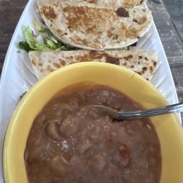 Happy Hour 3 mini quesadillas with frijoles puercos Happy Hour 3 mini quesadillas with frijoles puercos